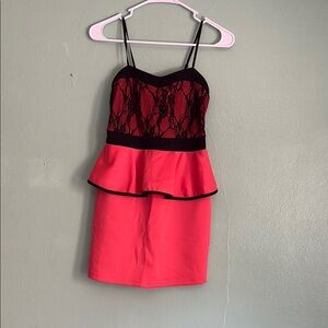 Elegant Pink and Black Lace Kids Formal Dress